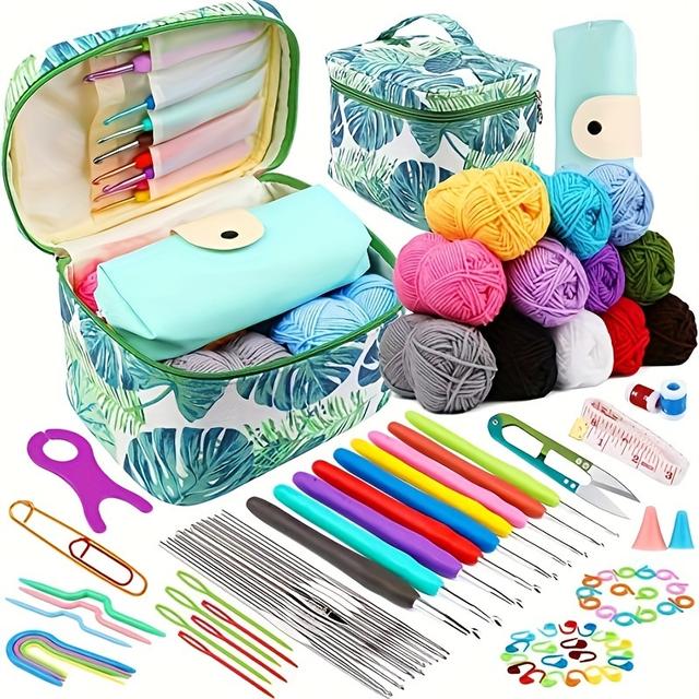TEMU 87pcs Yarn Thread Ball Set For Crochet And Knitting, Including Tools Like Hooks, Needles, And Markers, With A Bag (colors Of Contents Are Random)