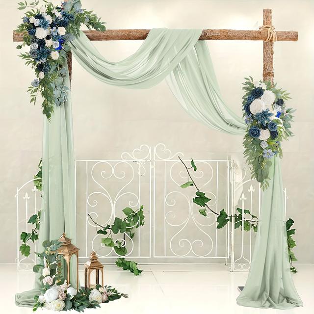 TEMU 1pc Wedding Arch Hanging, Fabric Pure Backdrop Curtain, Tulle Fabric Curtains For House Wood Wedding Arch, Ceremony Party Ceiling Decoration, Background Outdoor Wedding Party Decoration