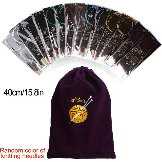 TEMU 9pcs/set Circular Knitting Needles With Baga, 4 Sizes Stainless Metal Circular Knitting Needles, Yarn Knitting Needle Tools, Circular Knitting Pins Crochet Weaving Tools Art & Craft Supplies