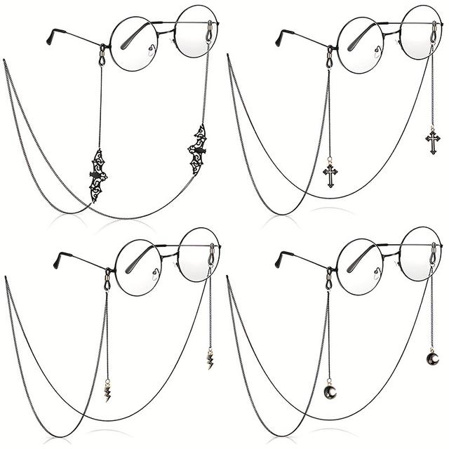 TEMU 4pcs/set Gothic Chain For Women Men-eyeglass Strap Holder Halloween Lanyards Retainer
