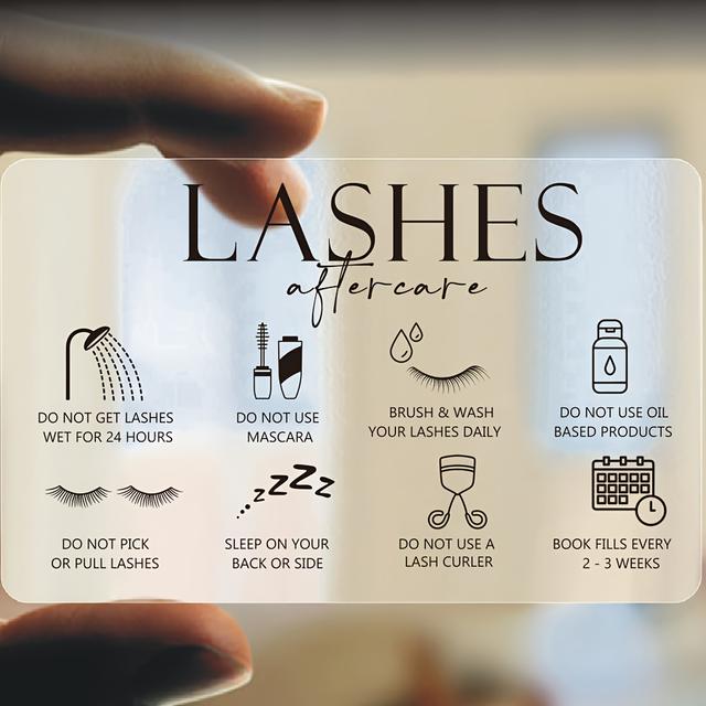 TEMU 55pcs Transparent Plastic Lash Aftercare Card Pvc Lashes Lift Aftercare Card Lash Extension Card Waterproof For Round Corners