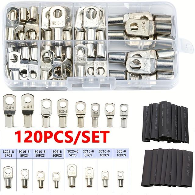 TEMU 120 قطعة مجموعة أسلاك التوصيل + أنابيب حرارية سوداء قابلة للانكماش