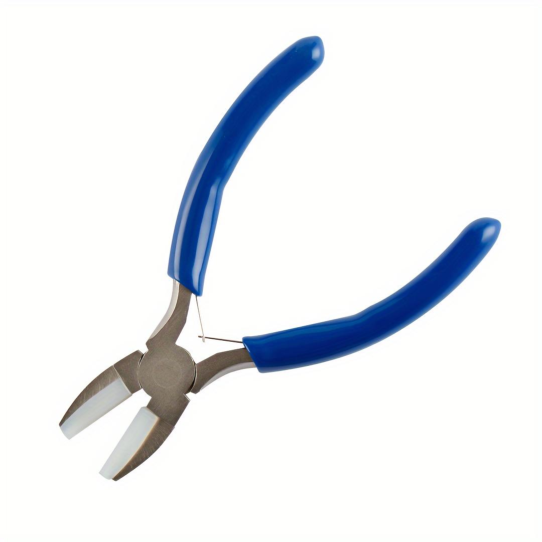 TEMU Alicates de doble mordaza de nailon de calidad para , 2D planos, cabezal , calefactados con níquel, antióxido, para proyectos de joyería y manualidades, mango azul