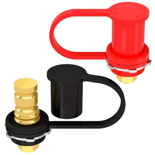 TEMU Remote Battery Terminals 3/8" Stud Battery Jump Post With Cover 250a Battery Charging Post Kit Marine Battery Charger Jumper Post For