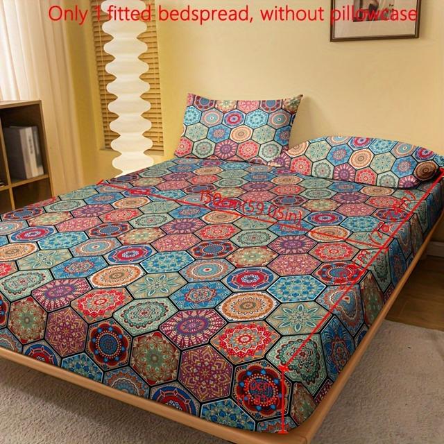 TEMU 1 Stück bedruckte gebürstete Spannbettlaken, bedruckte Bettdecke fürs Schlafzimmer, Bettwäsche