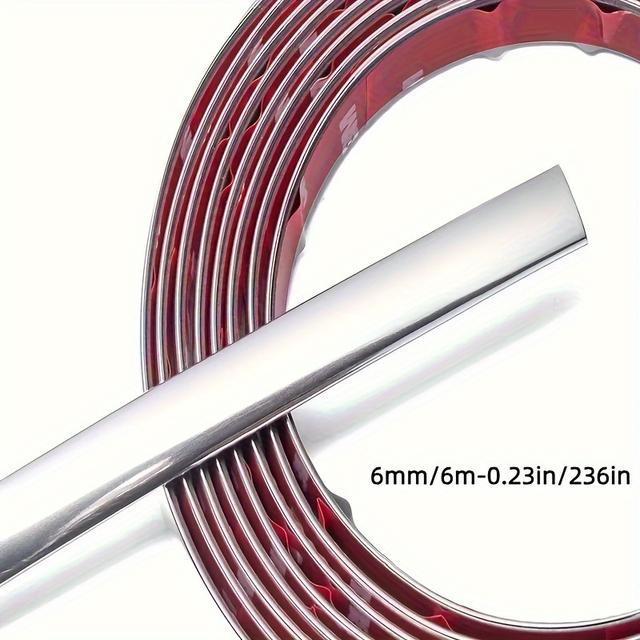 TEMU 6 Meters / 236 Inches Car Decorative Strip, Shiny Body Trim, Universal Chrome For Windows, Scratch-resistant Bumper Protection, Door Edge Strip