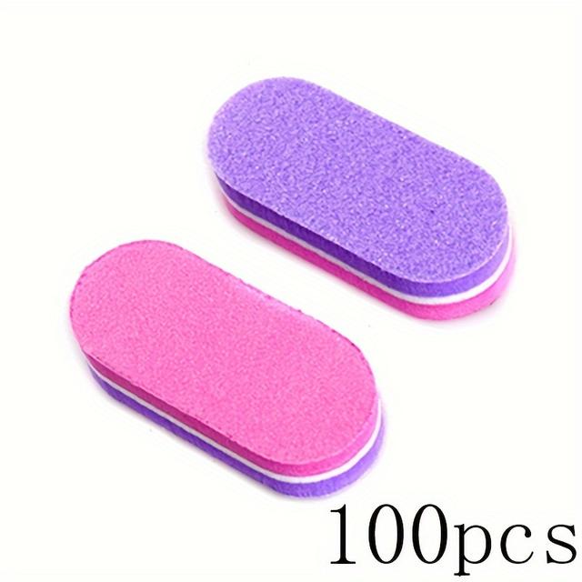 TEMU 50/100pcs Mini Cuver Nail File Block Sponge Art Nail Buffer File 100 180 Grit Colorful Strong Sandpaper Polishing Nail Accessories And Tools