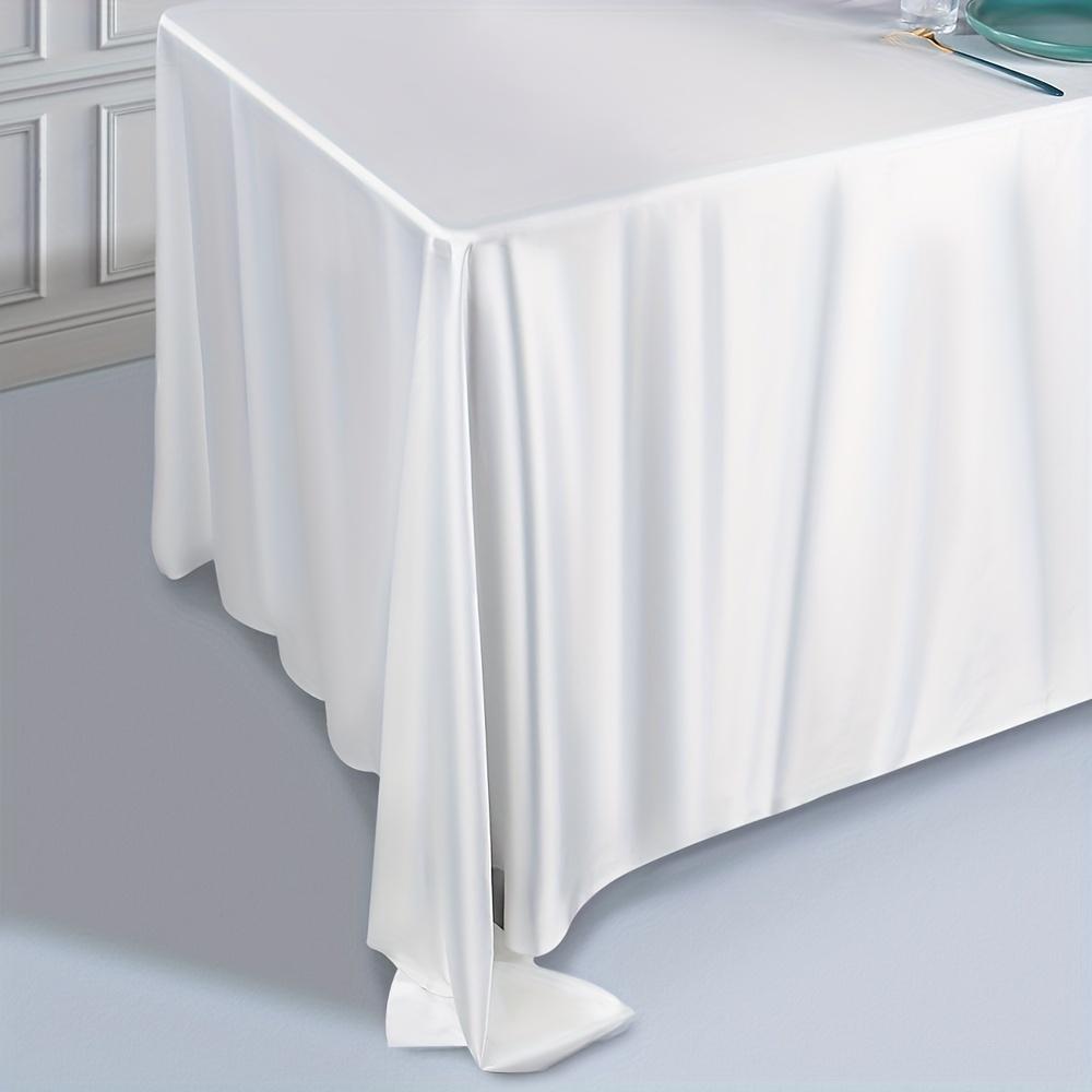 TEMU 1pc,rectangle Tablecloth,white Satin Tablecloth Rectangle Table Cover For Buffet Table,parties Holiday Dinner, Wedding & More