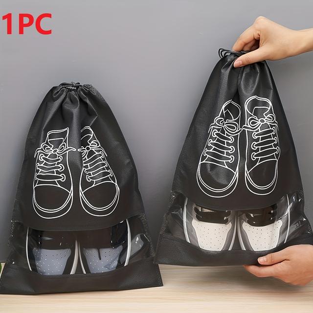 TEMU Non-woven Travel Shoe Storage Bag, Travel Outing Drawstring Shoe Bag, Transparent Clothes Organizer, Dustproof Bundle Pocket