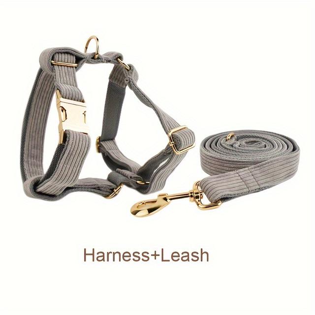 TEMU [customized] Velvet Collar Set, Soft Material And Sturdy Leash, Comfortable Dog Training Leash, Velvet Collar And Leash For Small, Medium, Heavy And Large Dogs (light Grey Set)