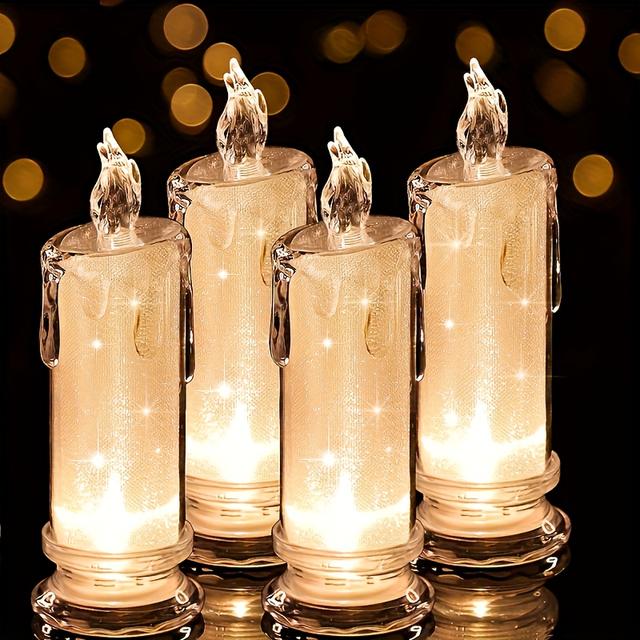 TEMU 3pcs Led Flameless Candle Lights With Batteries, Family Gatherings, Candlelight Dinners, Valentine's Day, Weddings, Birthdays, Bedroom Decor