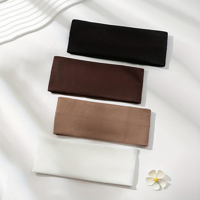 TEMU Set Of 4 Wide Elastic Hair Ties - Trendy Turban Design For Women - Flexible Exercise Headbands, Yoga Sweatbands, Styles For And Fashion