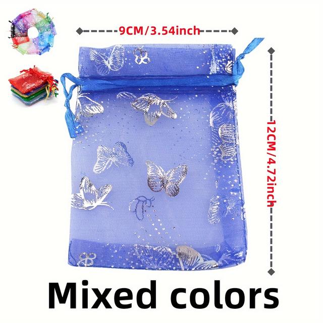 TEMU Gift For Her/him 100pcs Of Elegant Organza Bags Featuring Designs, Perfect For Jewelry, Gifts, Candy, And Party Favors For Weddings And Christmas Decorations