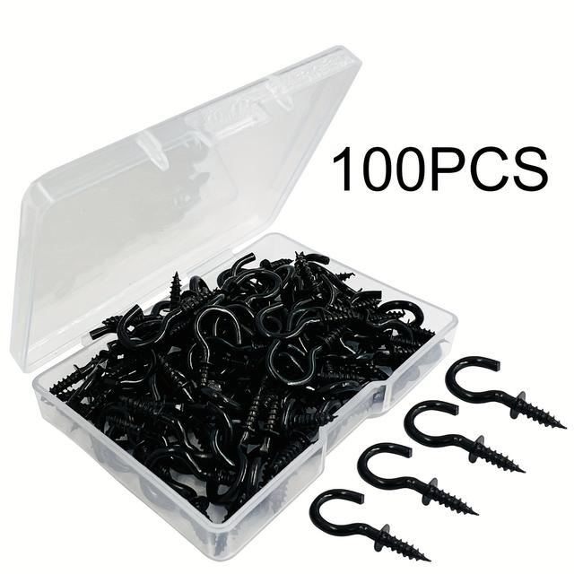 TEMU 100 Pieces Of Small Screw Hooks, 1/2 Inch Mini Screw Jewelry Hook Miniature Golden Screw Ceiling Wall Hook Jewelry Crafts Key Cap Plant String Lights Wind Chimes