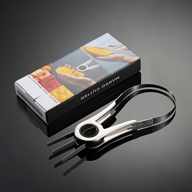 TEMU 1pc Stainless Steel Mango Cutter Creative Fruit Peeler Mango Slicer Watermelon Melon Fruit Divider Peeler Knife For Practical Kitchen Folding For Shops