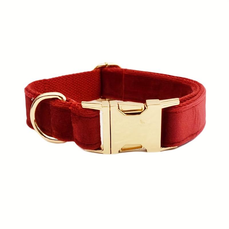 TEMU Collar de perro personalizado de pana y duradero con placa de identificación y hebilla metálica de rápida, collar de perro ajustable para perros pequeños, medianos y grandes, regalo de Navidad.