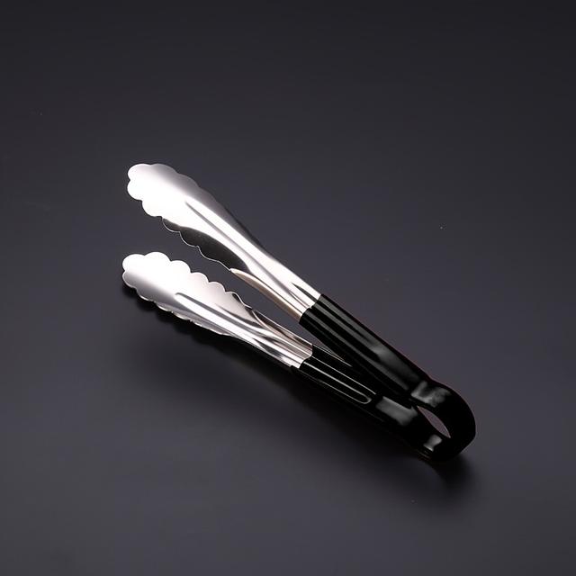 TEMU 1pc Bbq Stainless Tongs, Salad Bread Serving Tongs, On-slip Stainless Steel Food Tongs, Barbecue Grill Bbq Buffet Tongs, Kitchen Accessories