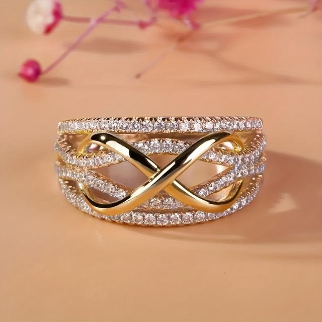 TEMU Exquisite And Stylish Ring Inlaid With Synthetic Zirconia, Symbolizing Endless Love For Women, Suitable For Marriage, Engagement, And .