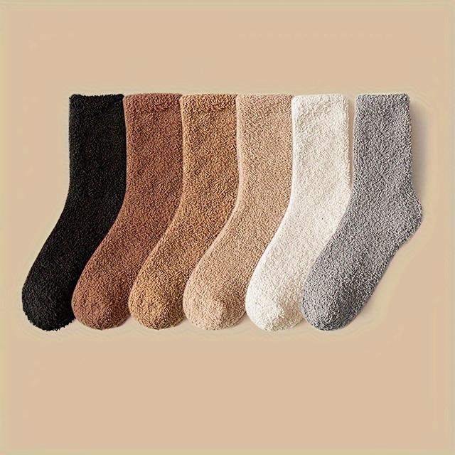 TEMU 6er-Pack Damen-Socken bis zur Wade, gefütterte, verstärkte Wärmesocken für Zuhause, Boden Schlafen im Herbst Winter