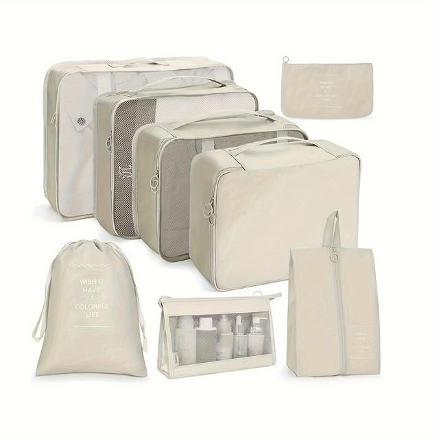TEMU 8pcs/11pcs Set Travel Packing Cubes, Portable Mesh Clothes Storage Bag, Hanging Cosmetic Toiletry Bag Shoes Bag