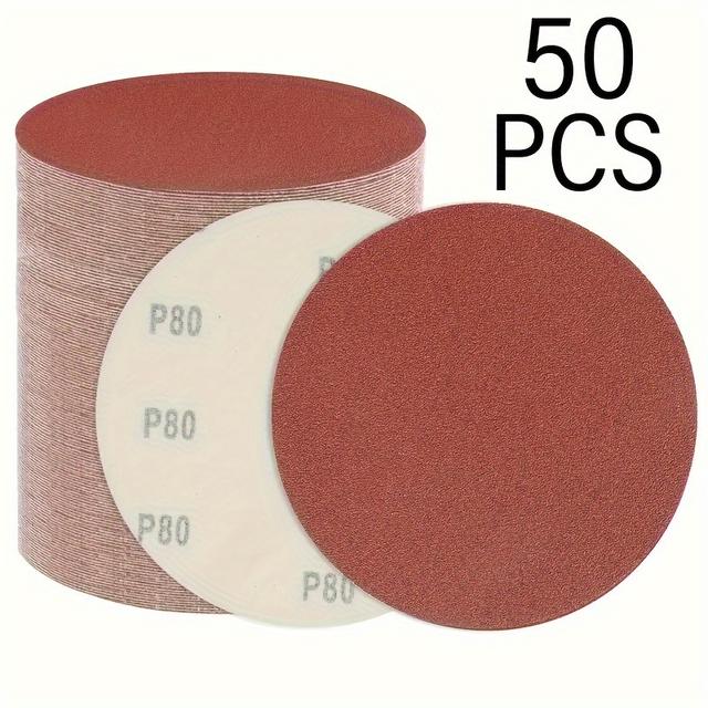 TEMU 50pcs Of 6-inch Sanding Discs In 60/80/120/240/320, Suitable For , Drills, Rotary Tools, Woodworking, And Automotive Applications