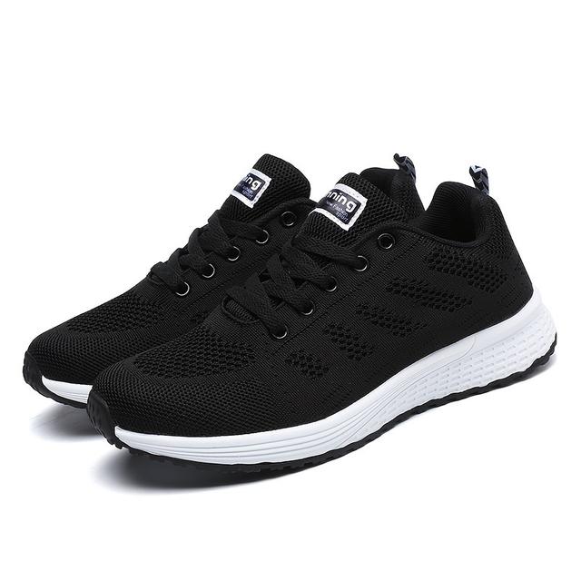 TEMU Zapatillas De Plataforma Transpirables De Malla Para Mujer, Zapatos Casuales De Cordones Para Exteriores, Zapatillas De Running De