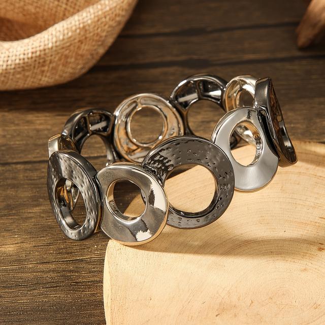 TEMU Bransoletka z Elastycznym Miedzianym Wykończeniem i Złotymi Akcentami - Regulowana, Minimalistyczny Design na Codzień i Prezent, Wszechstronna Biżuteria na Cały Rok