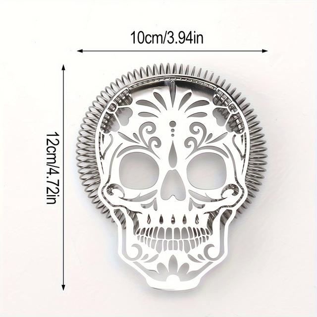 TEMU 1 Stück Edelstahl 304 Ton Wein Eisfilter, Kreativer Totenkopf Ananas Form Cocktail Eis Isolationsfilter, Für Zuhause Küche, Bar und Restaurant, Küchenzubehör