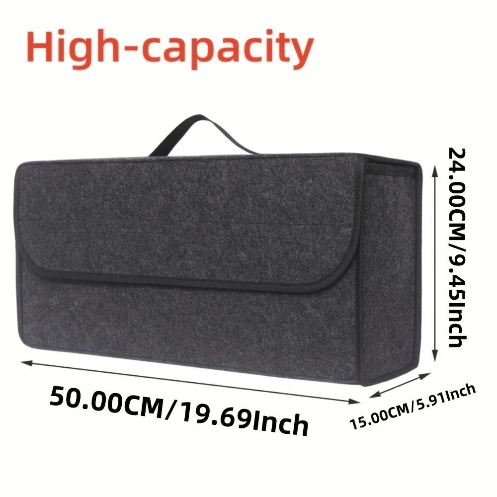 TEMU Car Trunk Felt Fabric Collapsible Storage Box, Black-gray Car Organizer With Model Bag
