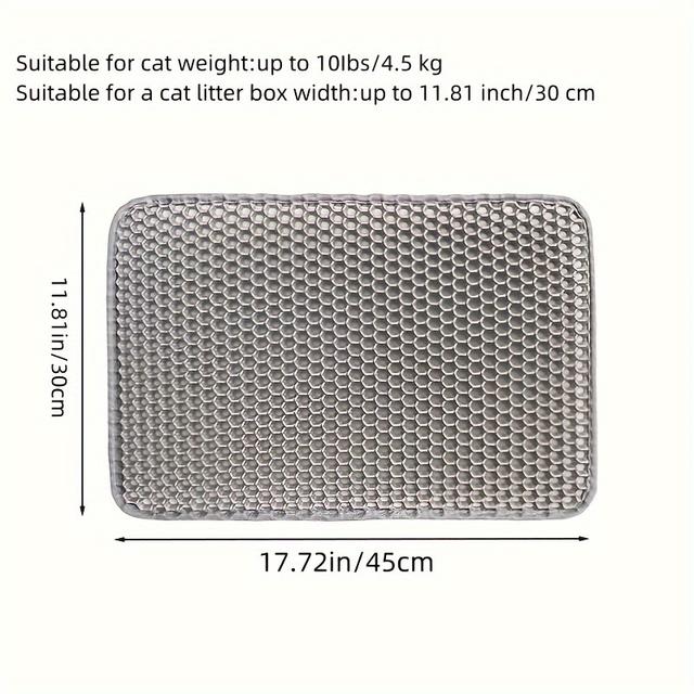 TEMU Eva Double-layer Cat Litter Mat, Washable Anti-tracking Pad With Hollow Filter, Sand Control, Durable Cat Toilet Accessory