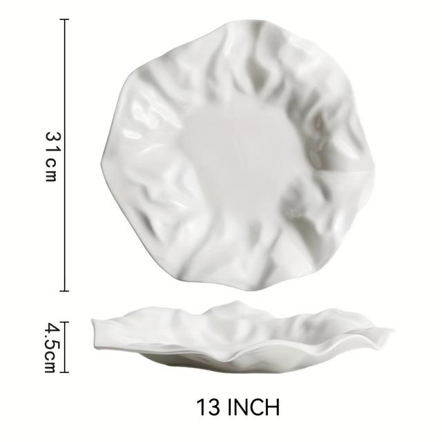 TEMU 1pc 8-inch, 1pc 11-inch And 1pc 13-inch White Ceramic Dinner Plates, Afternoon Tea Tableware Pasta Plates, Internet Celebrity Fat-reducing Plate Dishes Home Dessert Display, Salad Fruit Plate