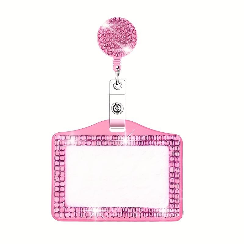 TEMU 2d Bling Id Rhinestone Badge Holder Rhinestone Horizontal Id Badge Small Reel Rhinestone Id Holder Cute Badge Holder Bling Crystal Reel Card Holder For Work Office Nurse Medical Student Teacher