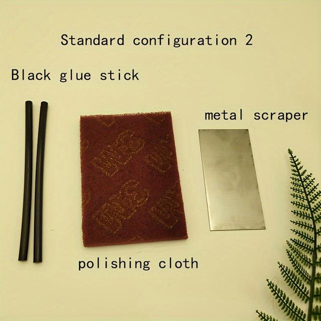 TEMU Snowboard-Reparaturset: Basisrestaurierung, Dellenfüllung & Kratzerreparatur mit schwarzem transparentem Klebestift Metallrakel. Inklusive Poliertuch für Snowboards