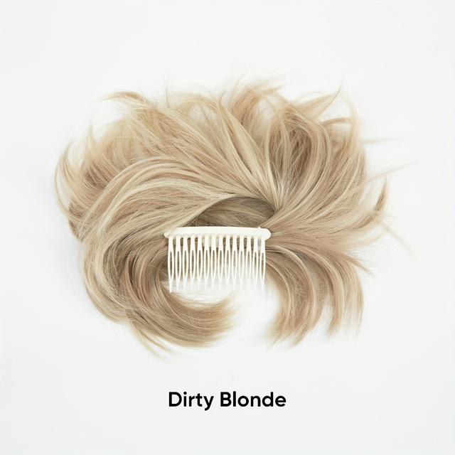 TEMU Diy Hair Style Messy Hair Bun Comb Hair Bun Synthetic Clip In Hair Extensions Elegant For Daily Accessories Halloween Christmas