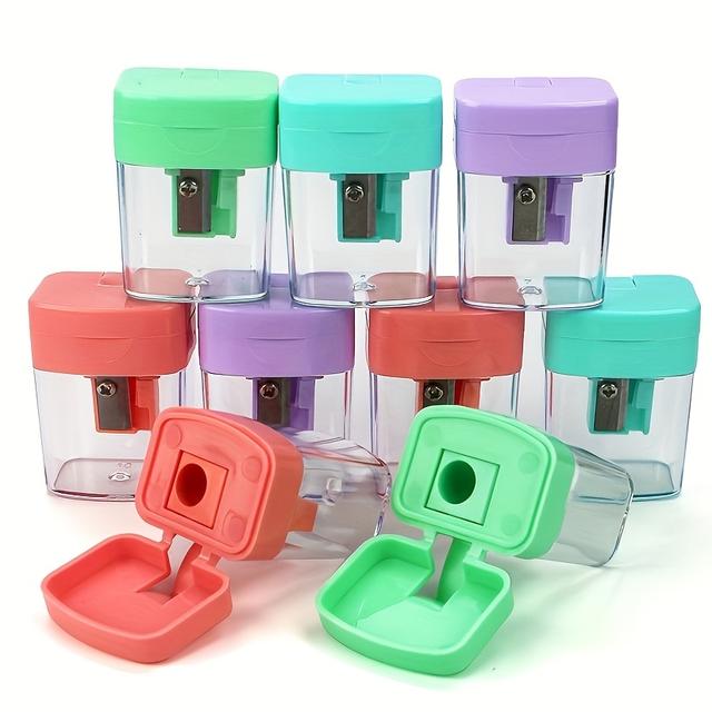 TEMU 9-pack Of High-quality Plastic Single-hole Sharpeners In Random Macaron Colors, Model 613a-2