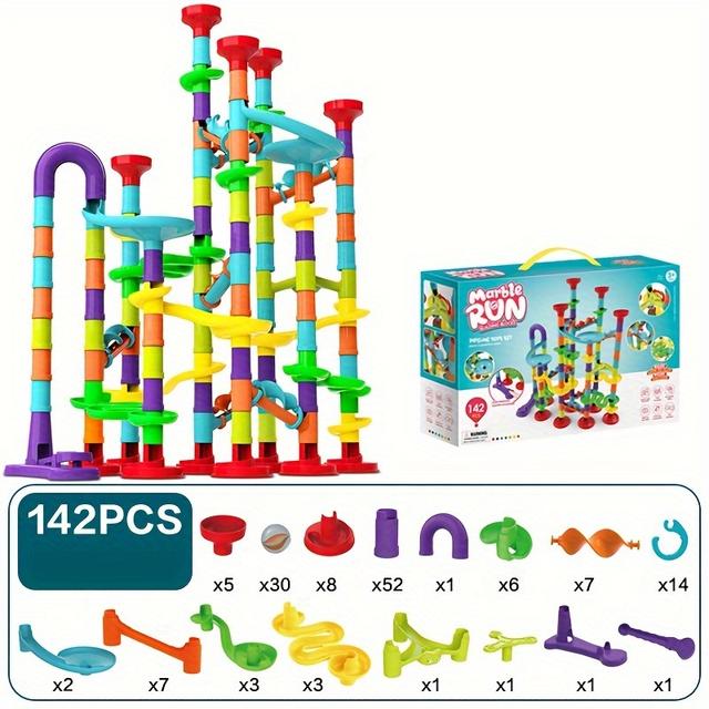 TEMU Mayaphilos 142pcs Colorful Track Toys - Stem Building Blocks Game For , Fun Educational Puzzle Toy With Marbles, Perfect Christmas Or Birthday Gift For Boys And Girls, Toys