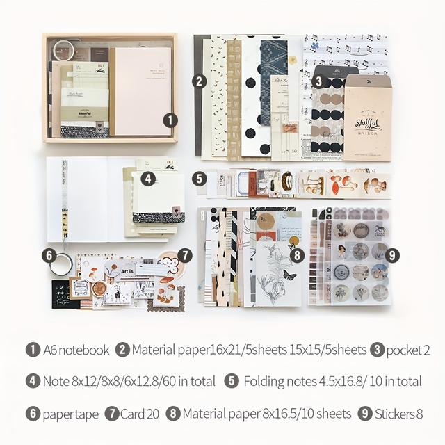 TEMU Le Complet de Cahiers D'art Pour Étudiants, Autocollants de Cahier , Ensemble de Matériaux de 122 Pièces, Fournitures Scolaires