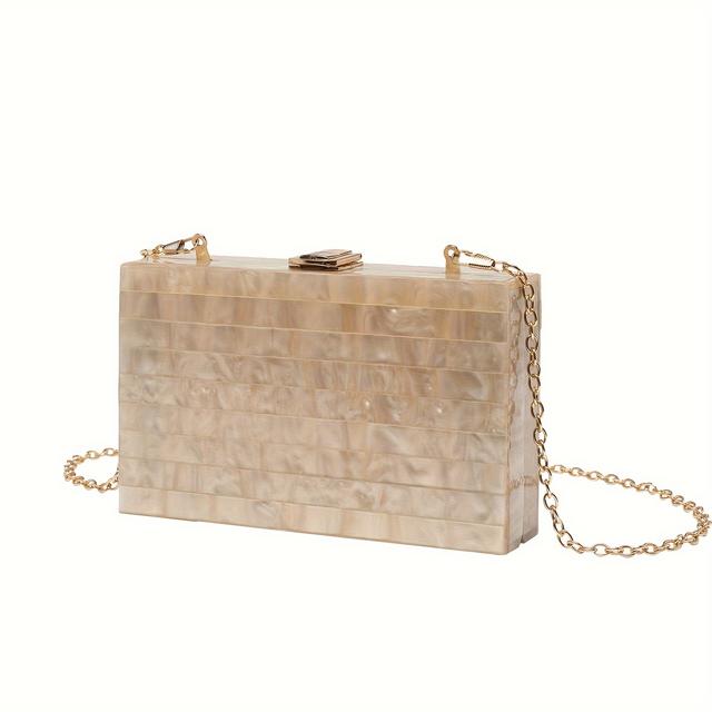 TEMU Mini Elegant Acrylic Dinner Clutch, Classic Banquet Handbag, Women's Formal Crossbody Bag & Purse For Wedding Party Prom