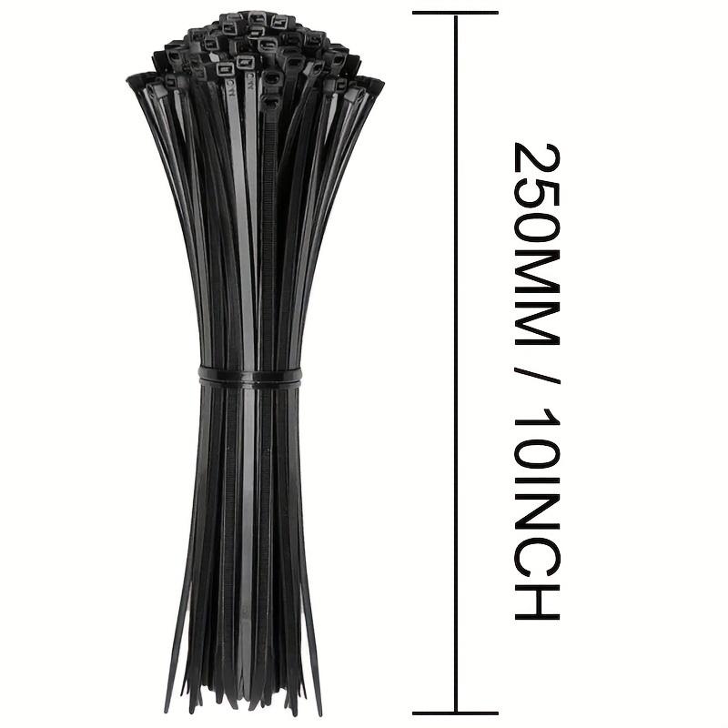 TEMU 250pcs Heavy Duty Cable Zip Ties - 4 Inch, 50 Lb Tensile Strength - Self-locking Black Nylon For Secure Indoor & Outdoor Use