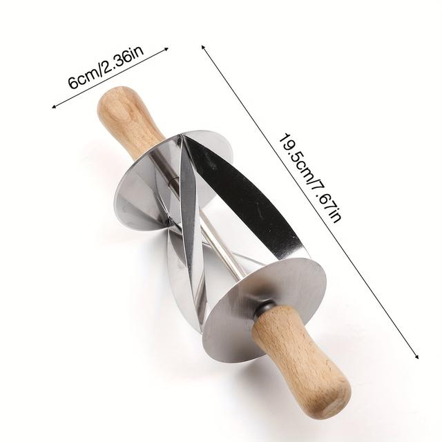 TEMU 1pc Croissant Cutter, Rolling Stainless Steel Croissant Dough Cutter, Croissant Slicer, Triangle Dough Horn Bread Baking Tool