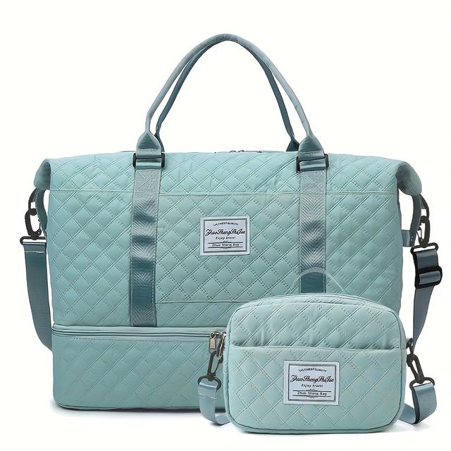 TEMU Stylish Short-trip Rhombus Pattern Valentine's Day Gift Sports Tote Bag, Large Capacity Yoga Fitness Bag For Ramadan Travel, Vacation And Business Trips