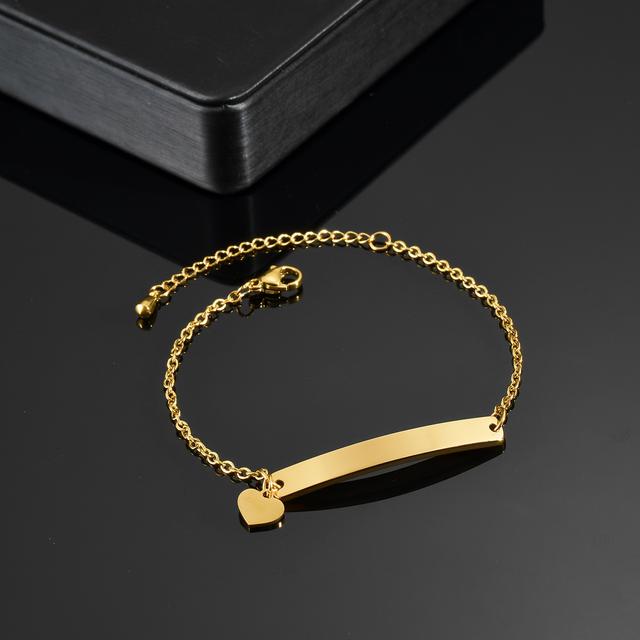 TEMU Custom Engraved Titanium Steel Bracelet Or Anklet With Heart & Star Charms, Golden-, Ideal For Mother's Day, Birthdays, Weddings, Graduations - Gift Jewelry