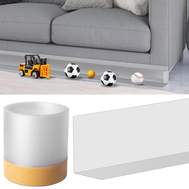 TEMU 1 Roll 118.11inch Long Cuttable Pvc Under Couch Blocker,self-adhesive Bumper Under Sofa,adjustable Toy Blocker Avoid Things Sliding Under Furniture