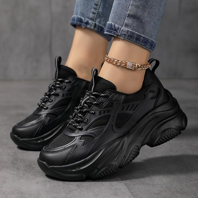 TEMU [sneakers] Collection Of Versatile And Stylish Trendy Shoes With Breathable Mesh Upper And High-elastic Eva Sole For Women's Casual Sports, Road Running, And Dad Shoes