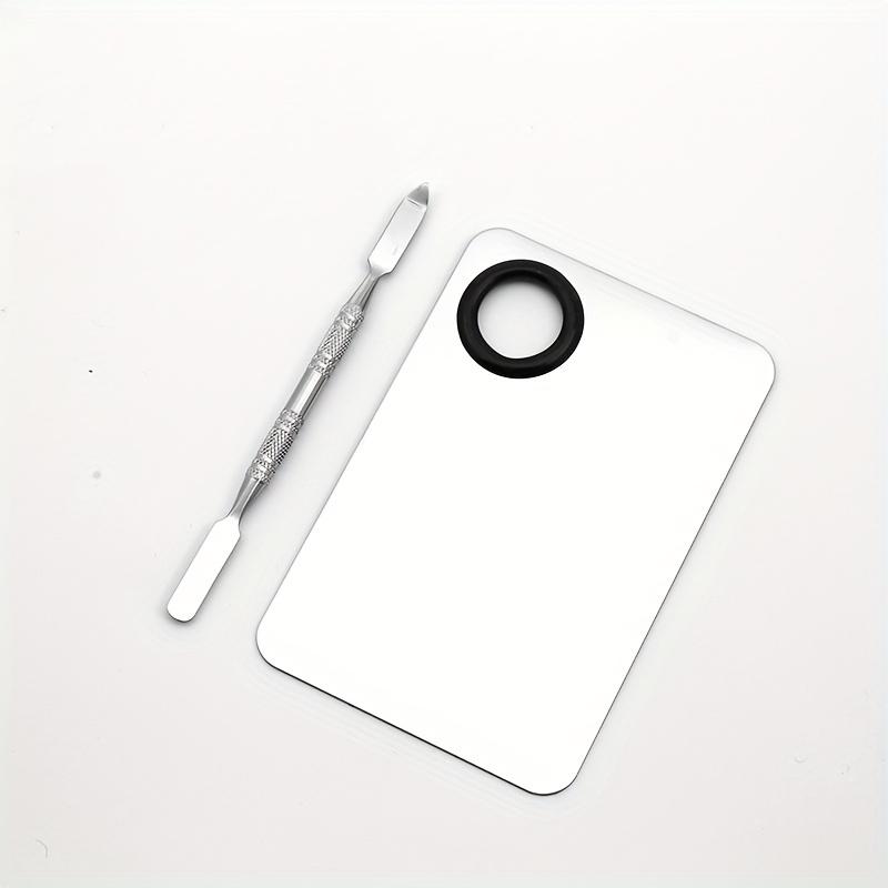 TEMU Stainless Steel Cosmetic Makeup Mixing Palette Makeup Artist Tool Foundation Palette With Spatula For Mixing Foundation Eye Shadow Mixing Cream