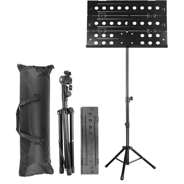 TEMU Soporte plegable para partituras, atril de metal portátil con de transporte, altura y ajustables, soporte plegable para libros de y pinza para partituras, para violinistas, guitarristas, bandas y