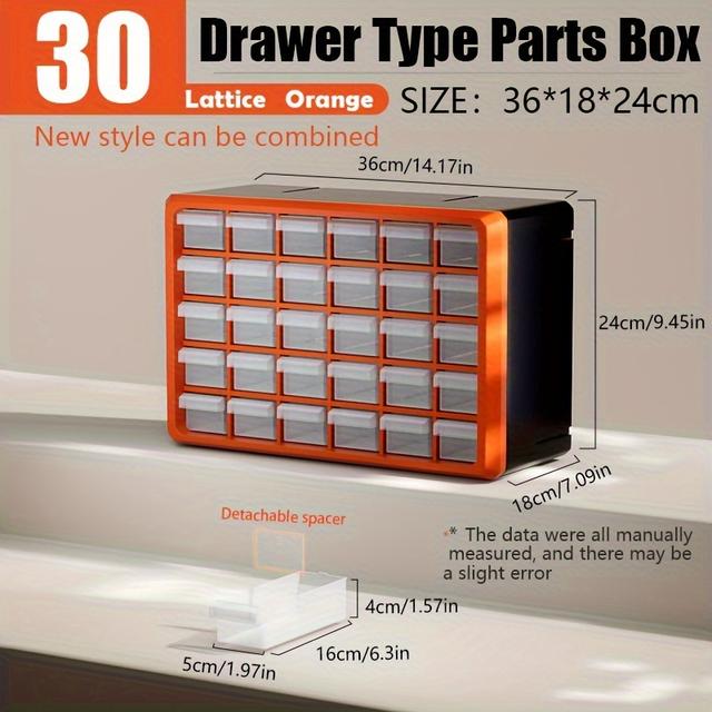 TEMU 1set Drawer Plastic Parts Storage Box, Hardware And Craft Cabinet Component Tool Box, Building Blocks Screw Storage Box