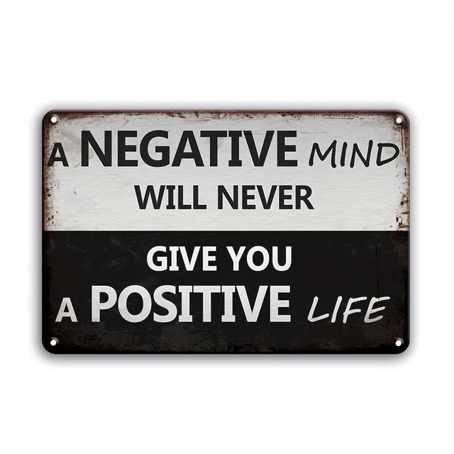 TEMU Room Decor 1pc, Motivational Iron Metal Sign, "a Negative Will Give You A " Quote, 8x12 Inches, Black And Decor For Home, Office, Classroom, Bar, Inspirational Art