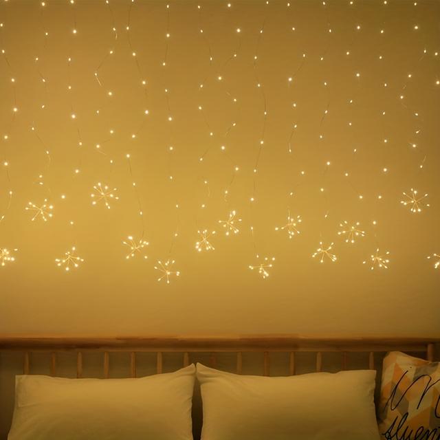 TEMU 1 szt. Lampki LED do zasłon, idealne na świąteczne fajerwerki, doskonałe do dekoracji choinek i odpowiednie na wesela, imprezy, święta, urodziny i do dekoracji domu
