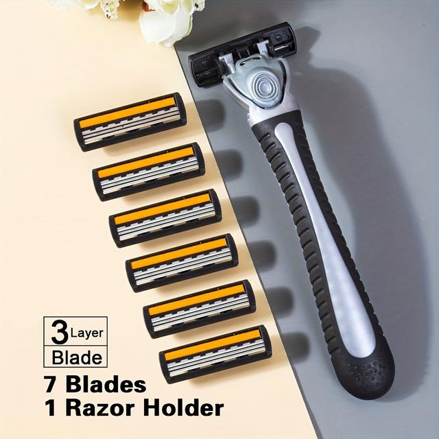 TEMU Sharp 3-layer Razor , 7/19pcs Replacement , Vintage Wet Shaving Safety Razor, Classic Razor